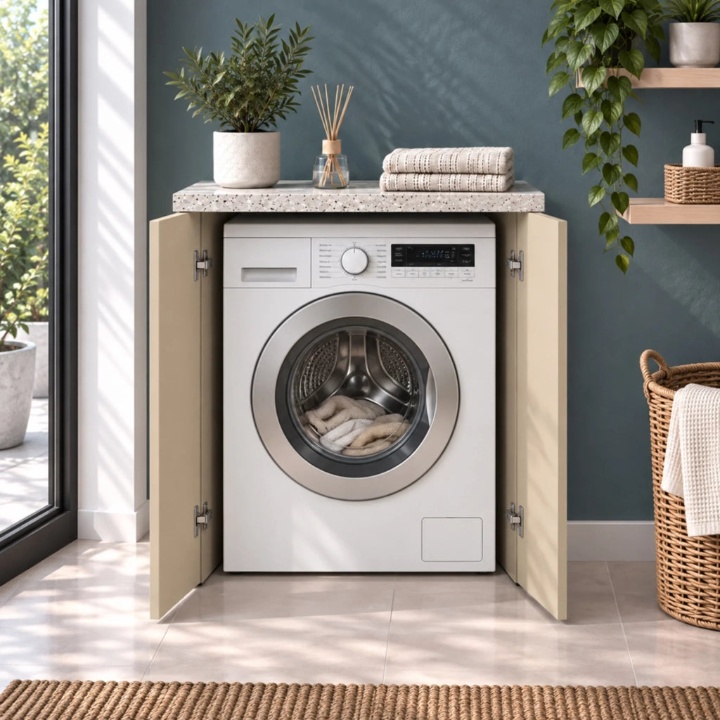 Mobile multiuso con due ante 71x65x91 cm pietra e tortora Wanda