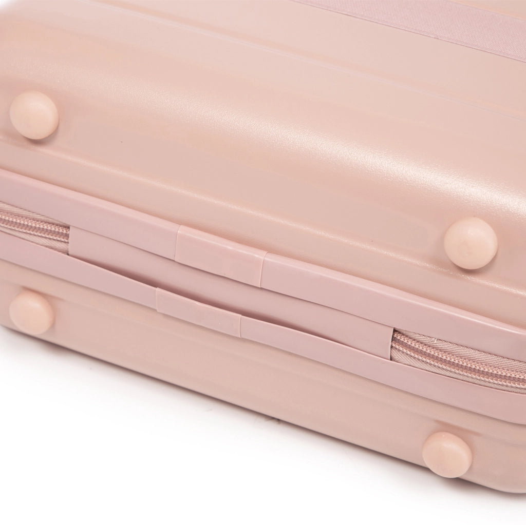 Set Valigia Rigida ABS 19" e 14" Rosa con Ruote Girevoli e Beauty Case 14"