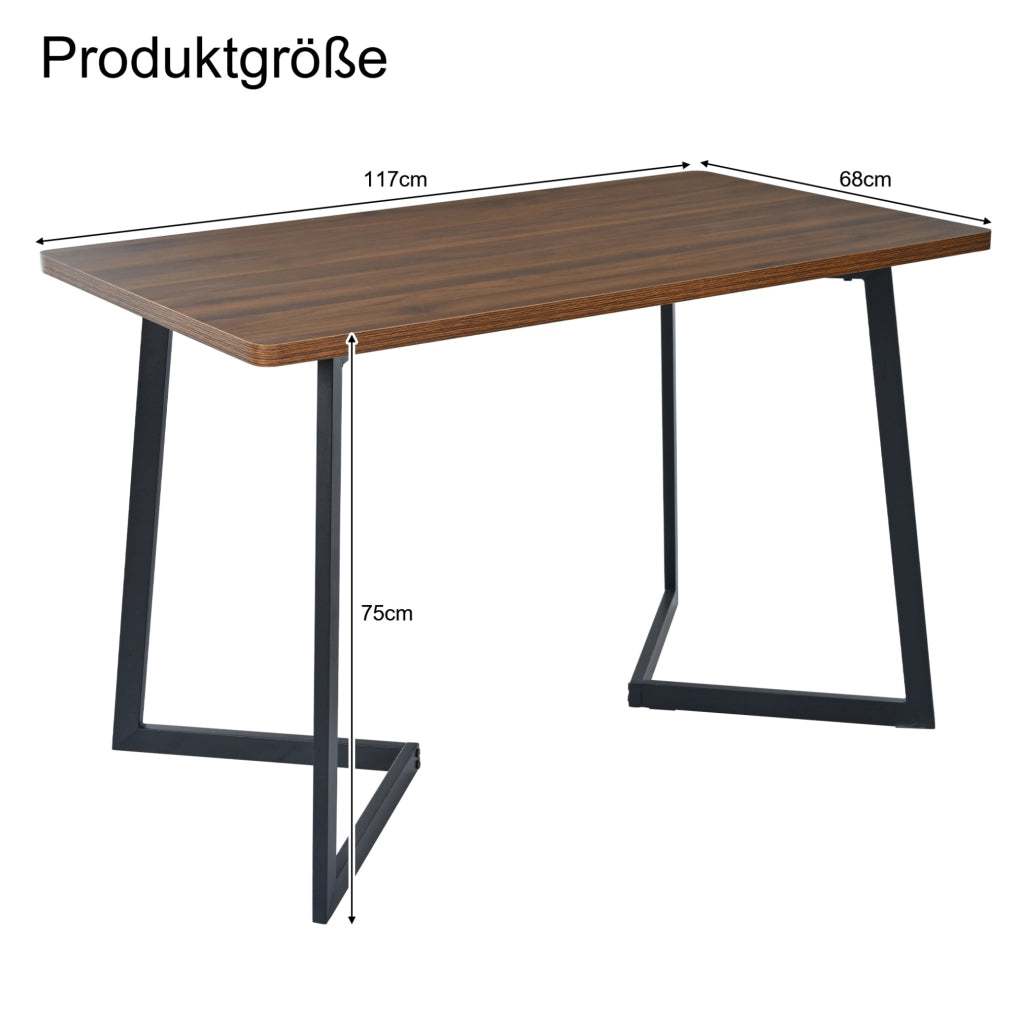 Set da pranzo 5 pezzi con tavolo in MDF noce e 4 sedie in velluto