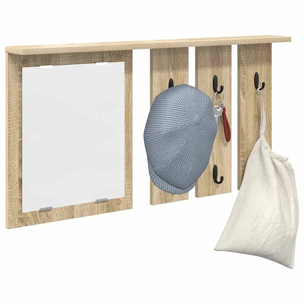 Appendiabiti a muro con specchio rovere sonoma 85 x 10 x 45 cm CFW8892984