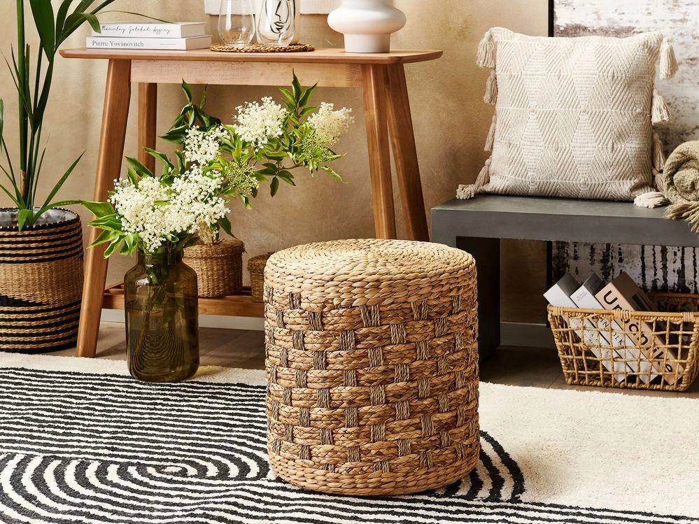 Pouf alghe naturali giacinto d'acqua 40 cm Ottomano stile boho