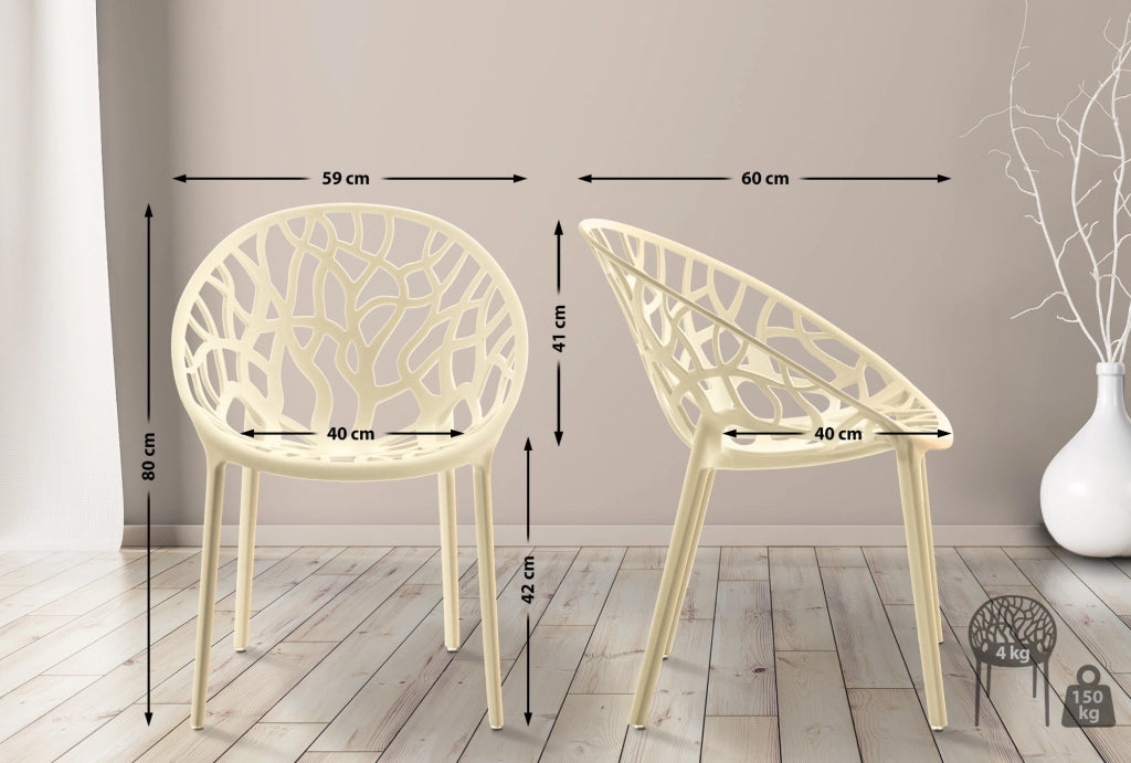 Set 4 sedie da giardino HOPE crema