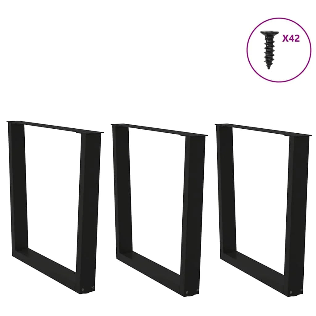 Set di 3 gambe regolabili per tavolo da pranzo a forma di V 90 x 73 cm supporto moderno e stabile in acciaio nero 02_0056954
