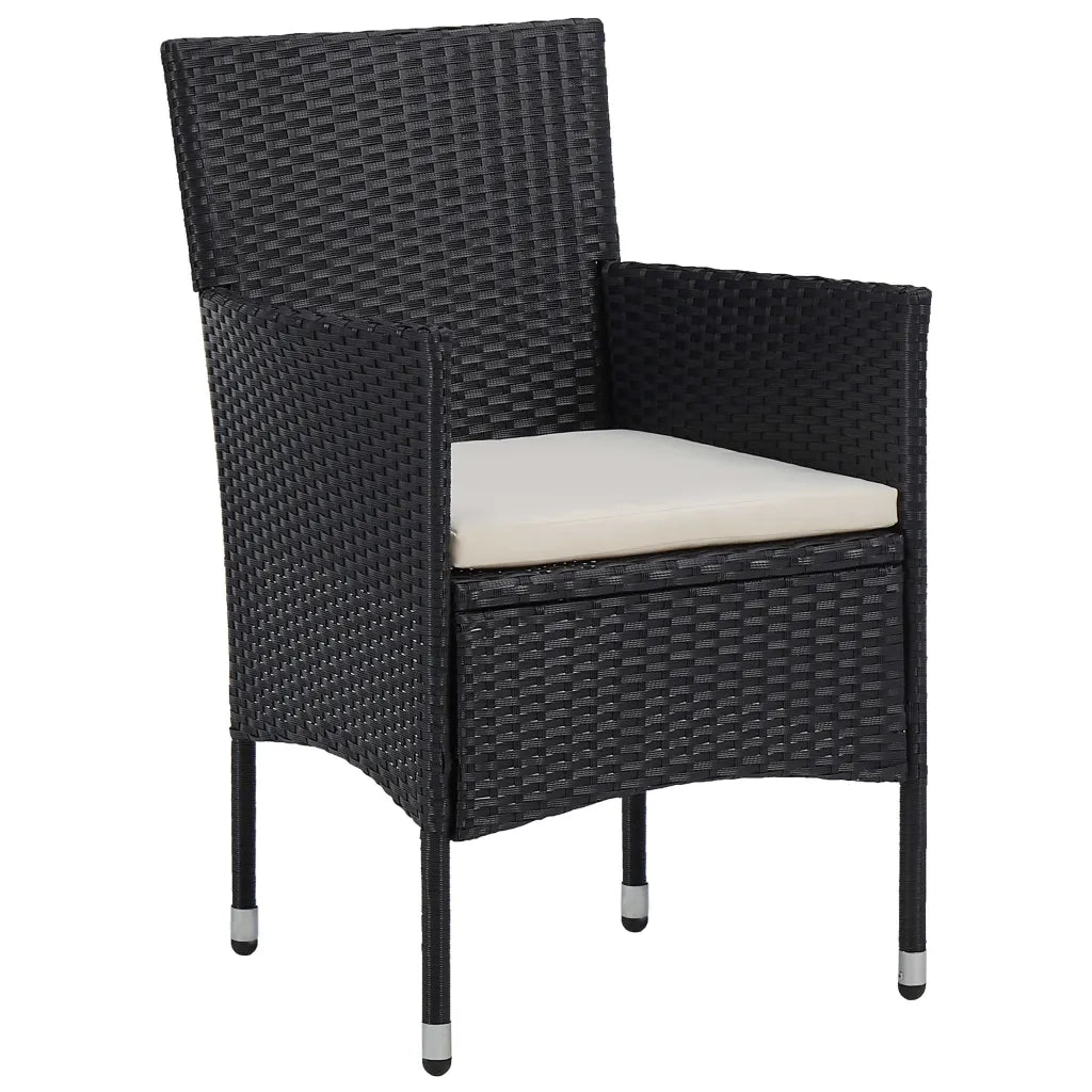 Set da Pranzo per Giardino 5 pz | Set Salotto da Giardino in Polyrattan Nero