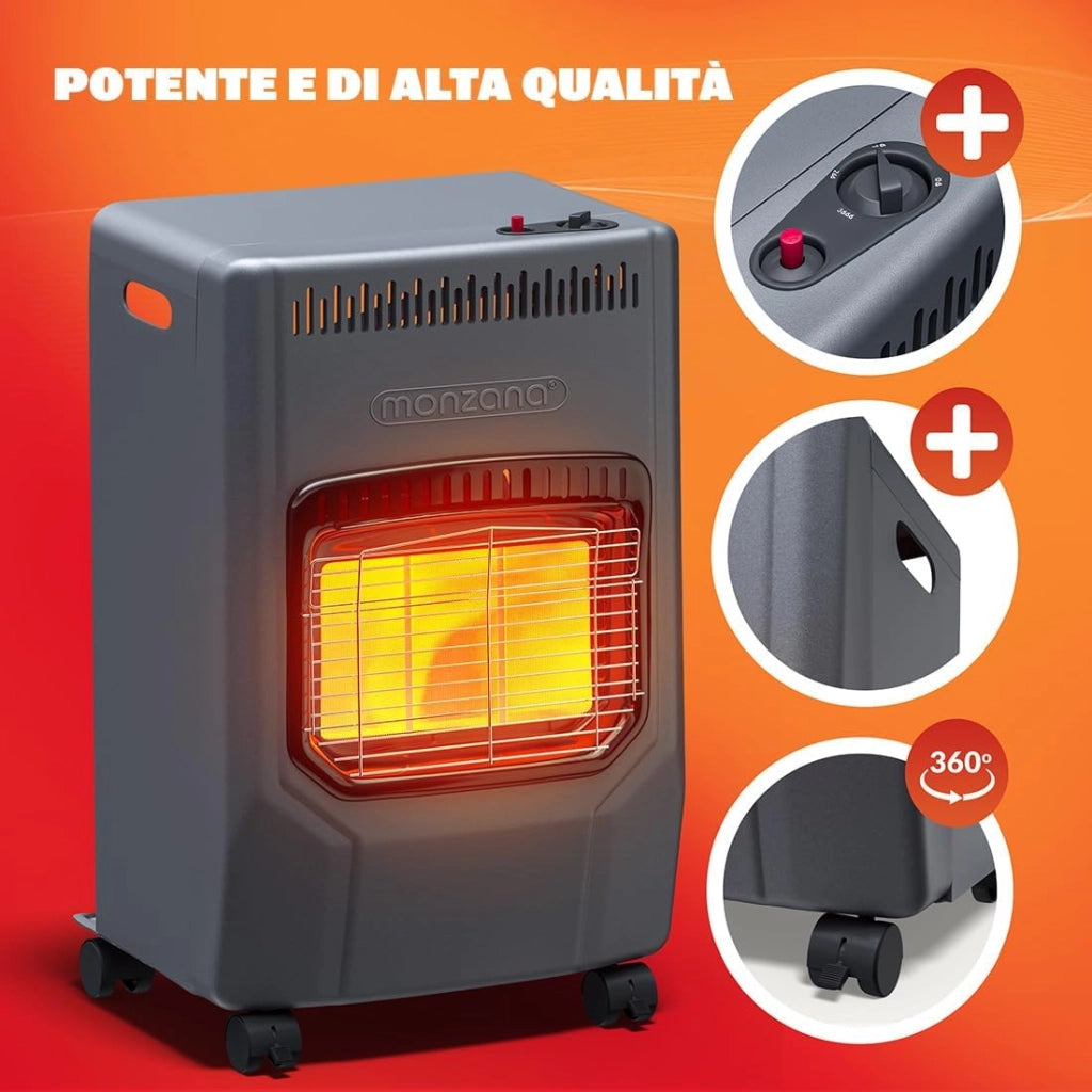 ® Stufa a Gas GH4500 Riscaldatore per Interni 4200 W 3 Impostazioni Accensione Piezoelettrica Antiribaltamento