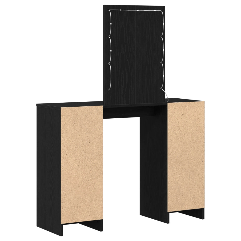 Tavolo da trucco  con luci LED Nero Rovere 102x33x135 cm
