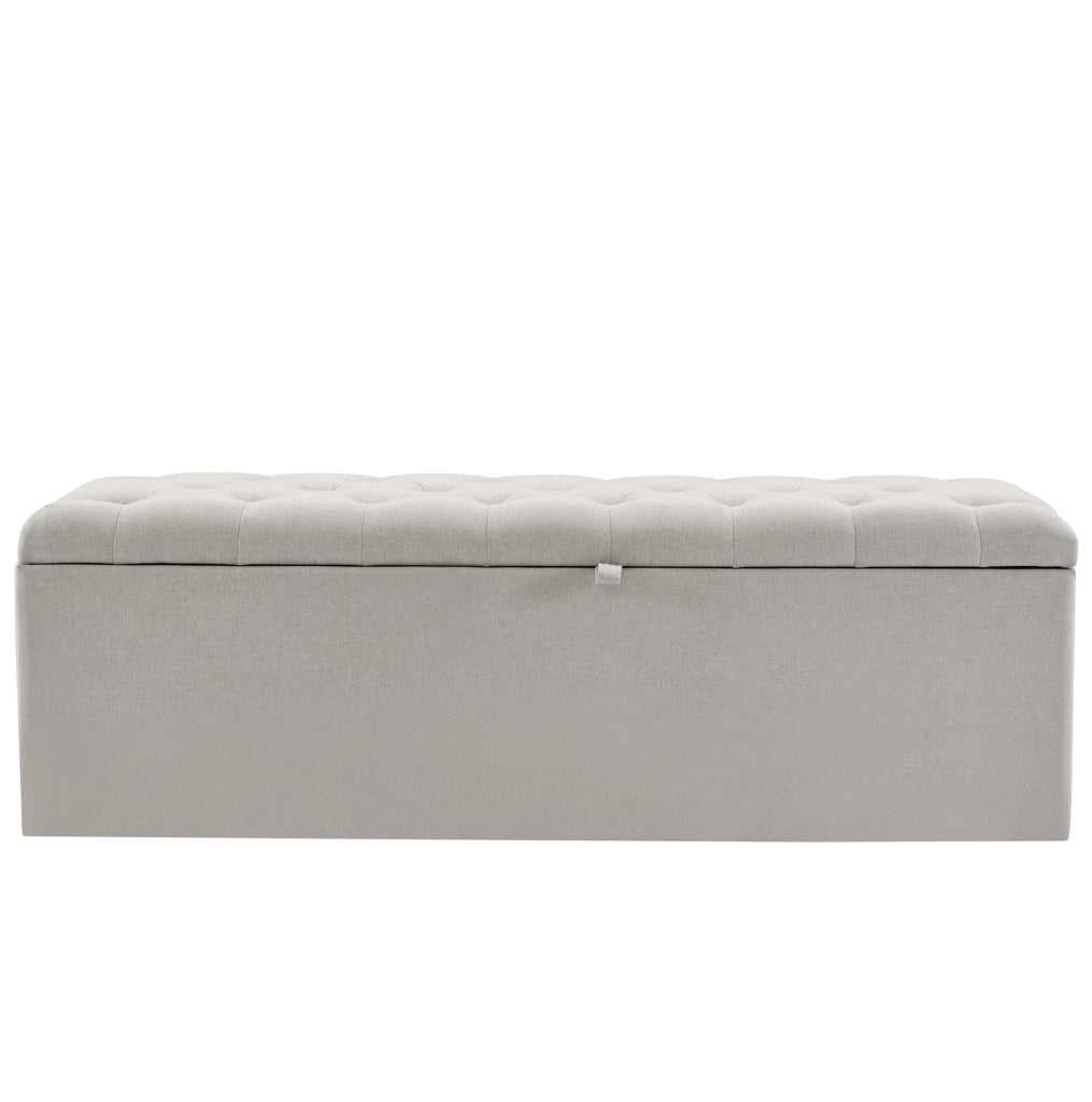 Ottomana con contenitore in lino 141x41;5x47 cm; grigio chiaro