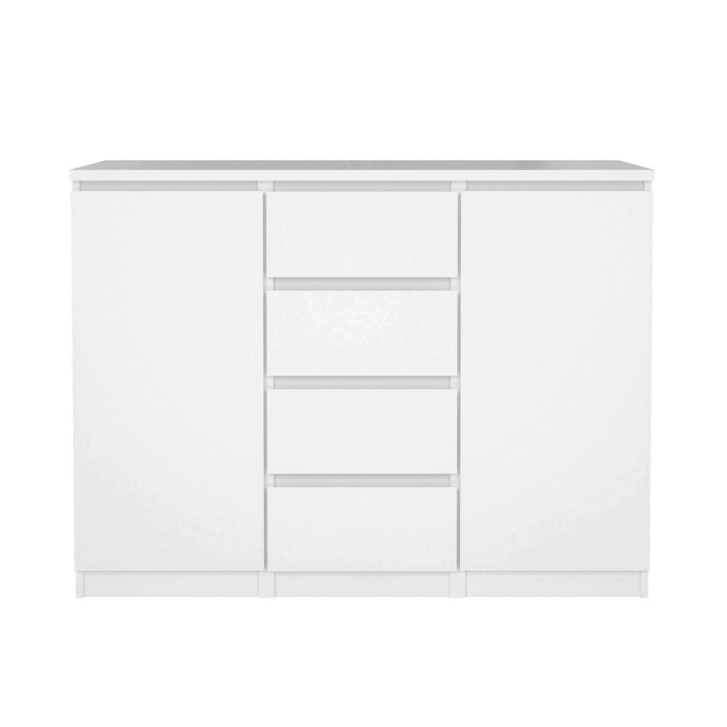 Credenza con ante e Angelika, colore bianco lucido, cm 120 x 90 x 50