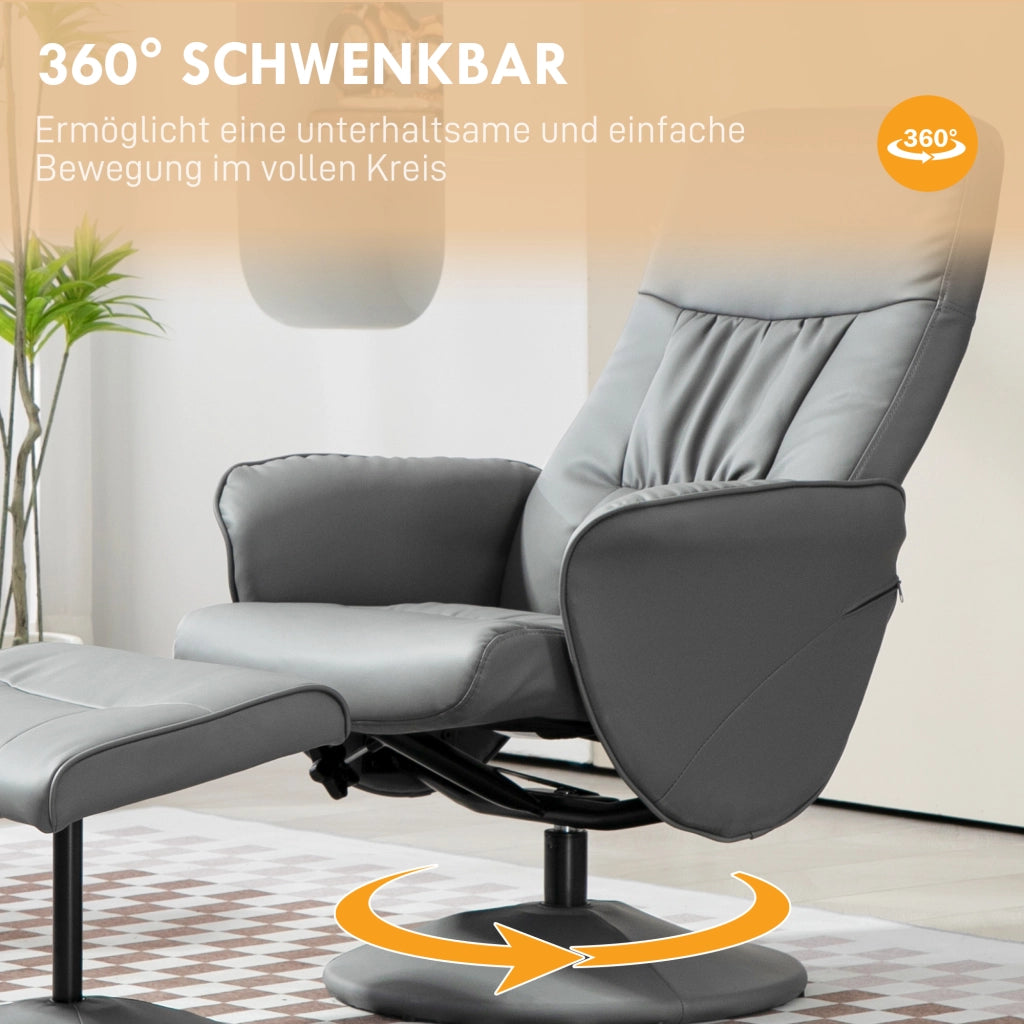 Poltrona Relax con Poggiapiedi ¨C zephmum ¨C Grigio Chiaro