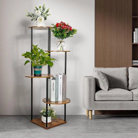 Standarizzato per piante a più livelli con 5 strati in legno - supporto per piante con più livelli - supporto per fiori e piante - bancone per fiori e piante - scala per piante - supporto per piante a parete - supporto per piante per interni e esterni.