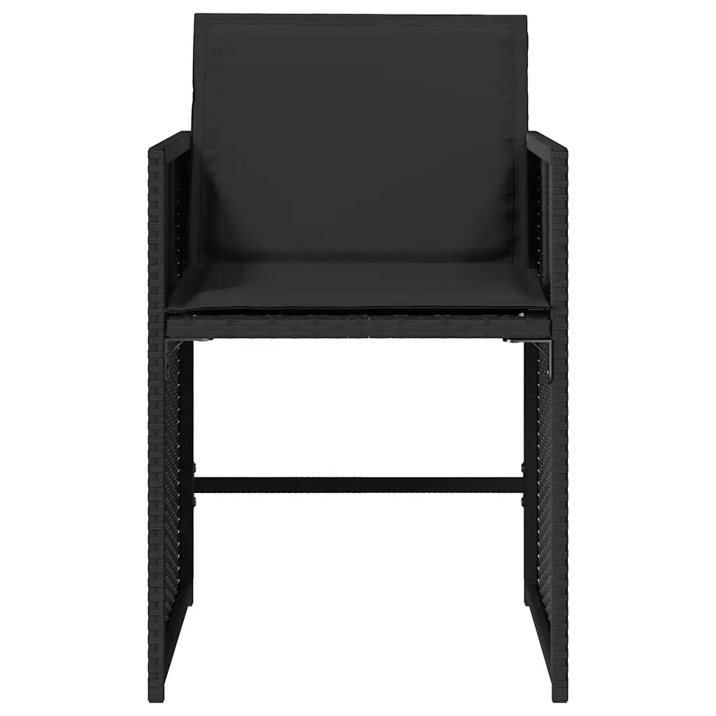 Sedie da Giardino con Cuscini 4 pz | Sedie da Esterno Nere in Polyrattan