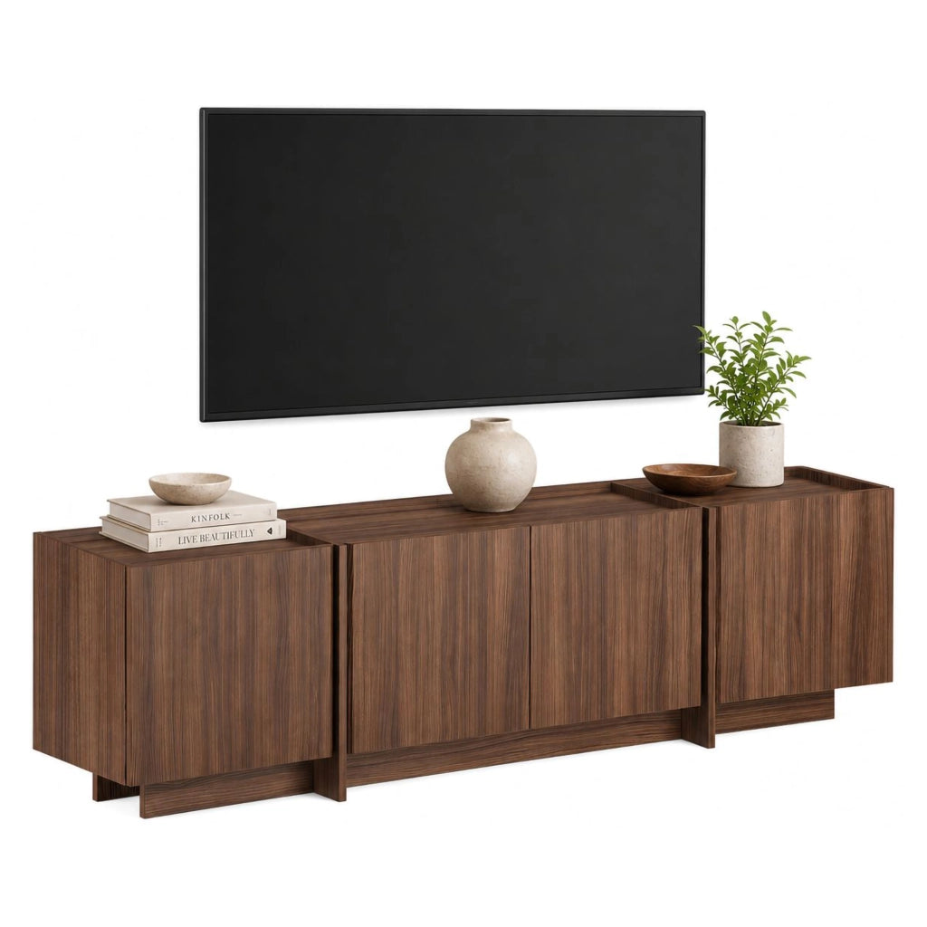 Nokarara, Mobile Porta tv Apertura a Ribalta, 180x35x46h cm Marrone Noce