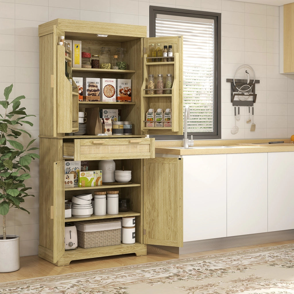 Credenza ¨C zephmum ¨C Rovere, Legno e Rattan, 76x40x183cm