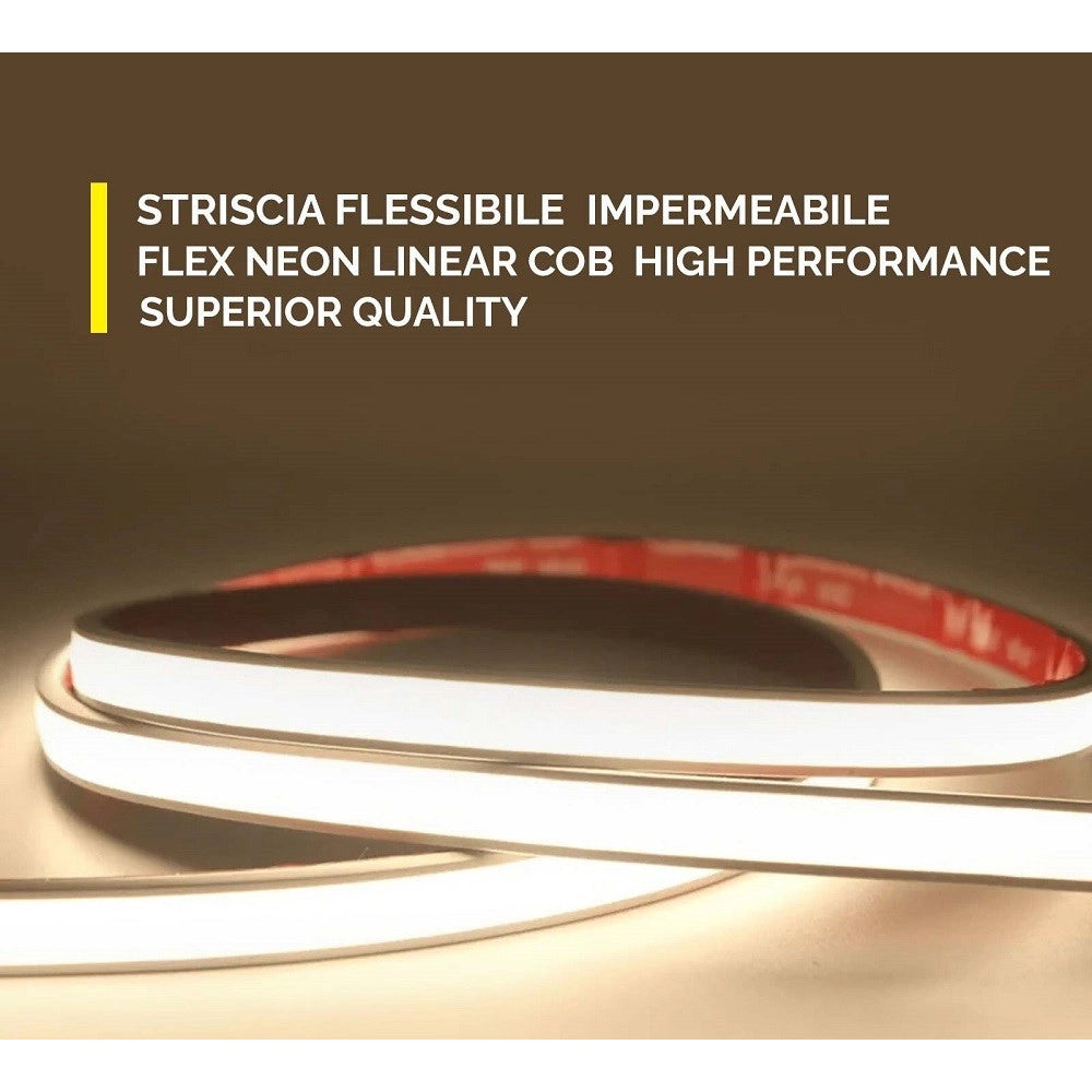 Trade Shop - Striscia Led Ip68 Cob Flessibile Neon Dimmerabile 24v Luce Box Doccia Bagno Vasca -