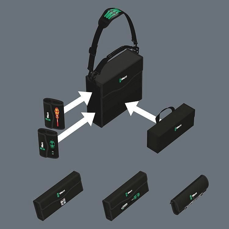 Wera 05004350001 2go Portautensili Super Leggero con Tracolla Regolabile e Sistema di Chiusura a Strappo colore Nero