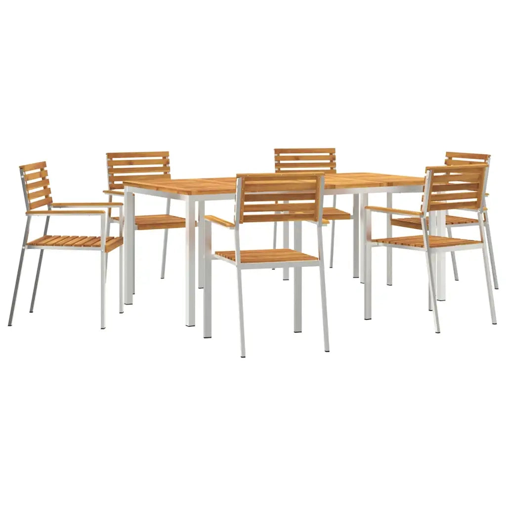 Set da Pranzo per Giardino 7 pcs Legno di Acacia Massello 3334778