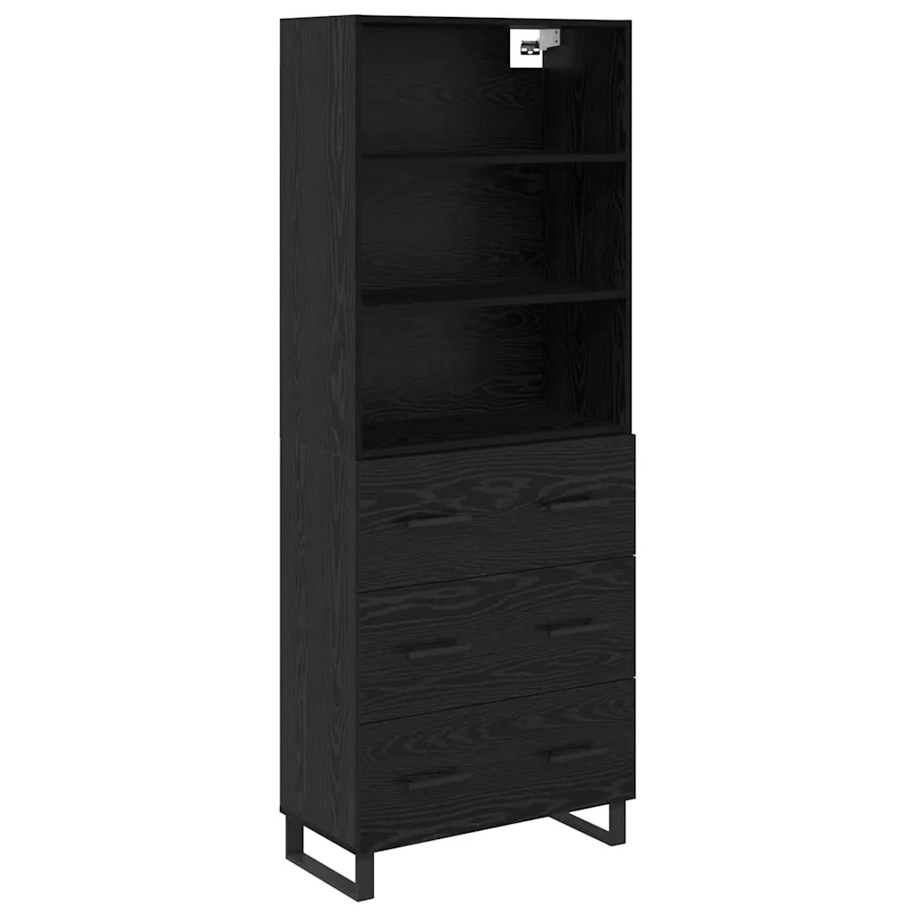 Credenza con cassetto 2 pcs Rovere Nero Legno multistrato 3416127