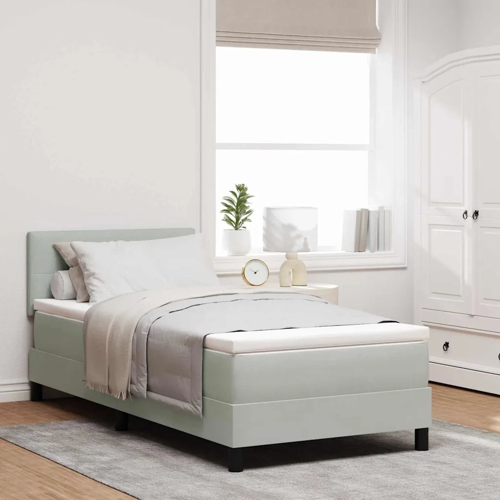 Letto a molle con materasso-Struttura Letto con Materasso Grigio chiaro 90 x 190 cm Velluto 481145