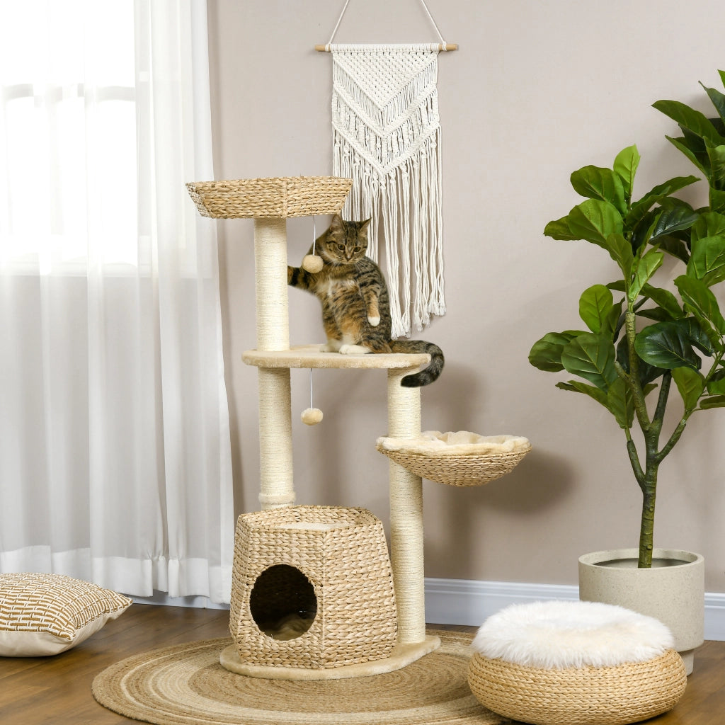 Arbre ¨¤ chat con nicchia, amaca e palle ¨C zephmum ¨C grigio, 119 cm