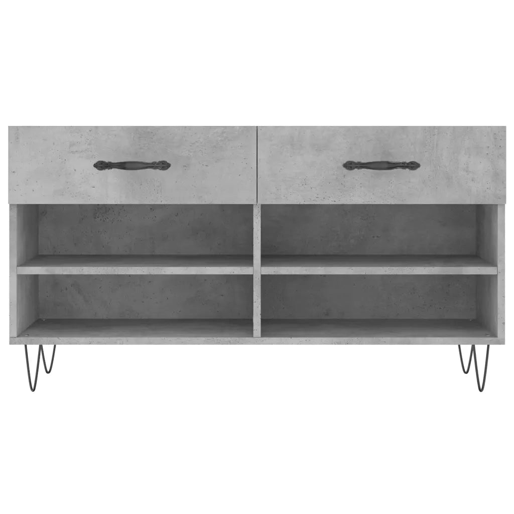 Panca Porta Scarpe | Scarpiera | Mobile per scarpe Grigio Cemento 102x35x55cm Legno Multistrato