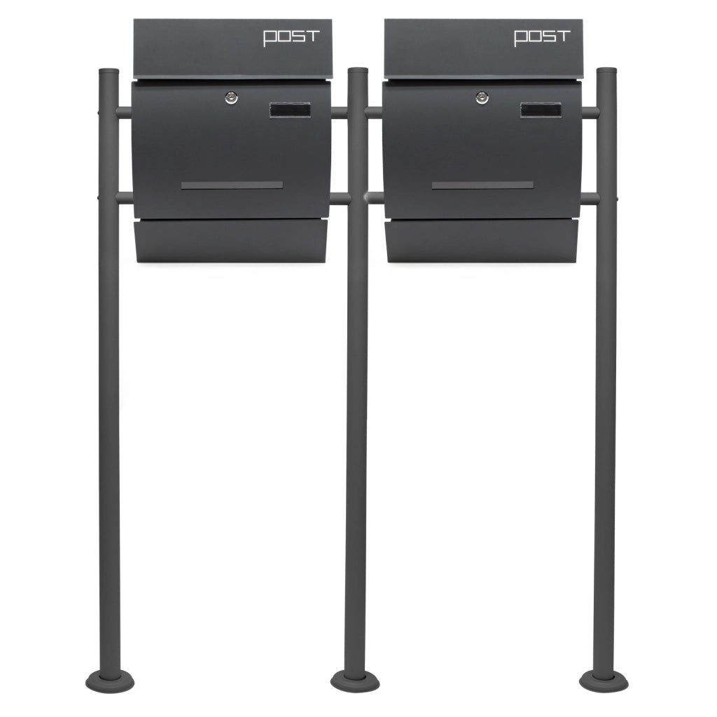 Set Cassetta postale singola autoportante V4 antracite, con telaio di supporto
