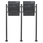 Set Cassetta postale singola autoportante V4 antracite, con telaio di supporto