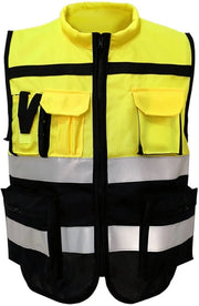 Vestone Riflettente Giallo-Nero - Ideale per Corsa Notturna e Ciclismo