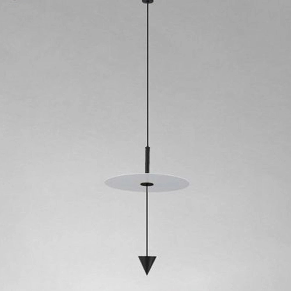 Trade Shop - Lampadario A Sospensione Lampada 12w Luce Led 6500k Disco Bianco ø23cm Cono Nero 32009 -