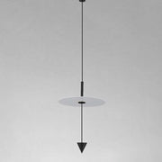 Trade Shop - Lampadario A Sospensione Lampada 12w Luce Led 6500k Disco Bianco ø23cm Cono Nero 32009 -