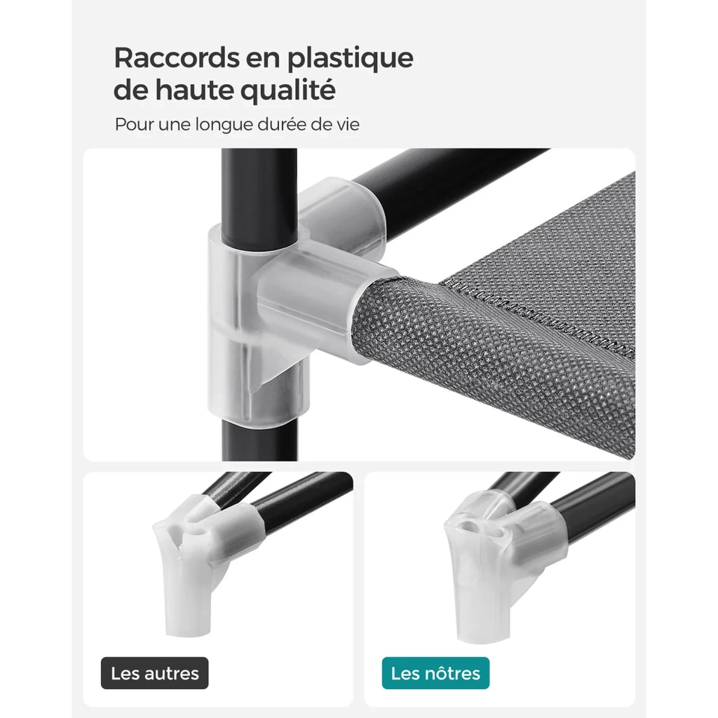 Armadio da camera in tessuto appendiabiti 45 x 127 x 176 cm 2 scomparti appendiabiti con ripiani 4 tasche grande capacità camera da letto/soggiorno grigio 12_0003966