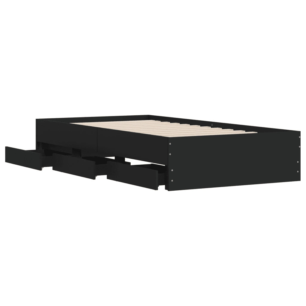 Giroletto con Cassetti-Struttura Letto con contenitore Nero 90x200 cm in Legno Multistrato