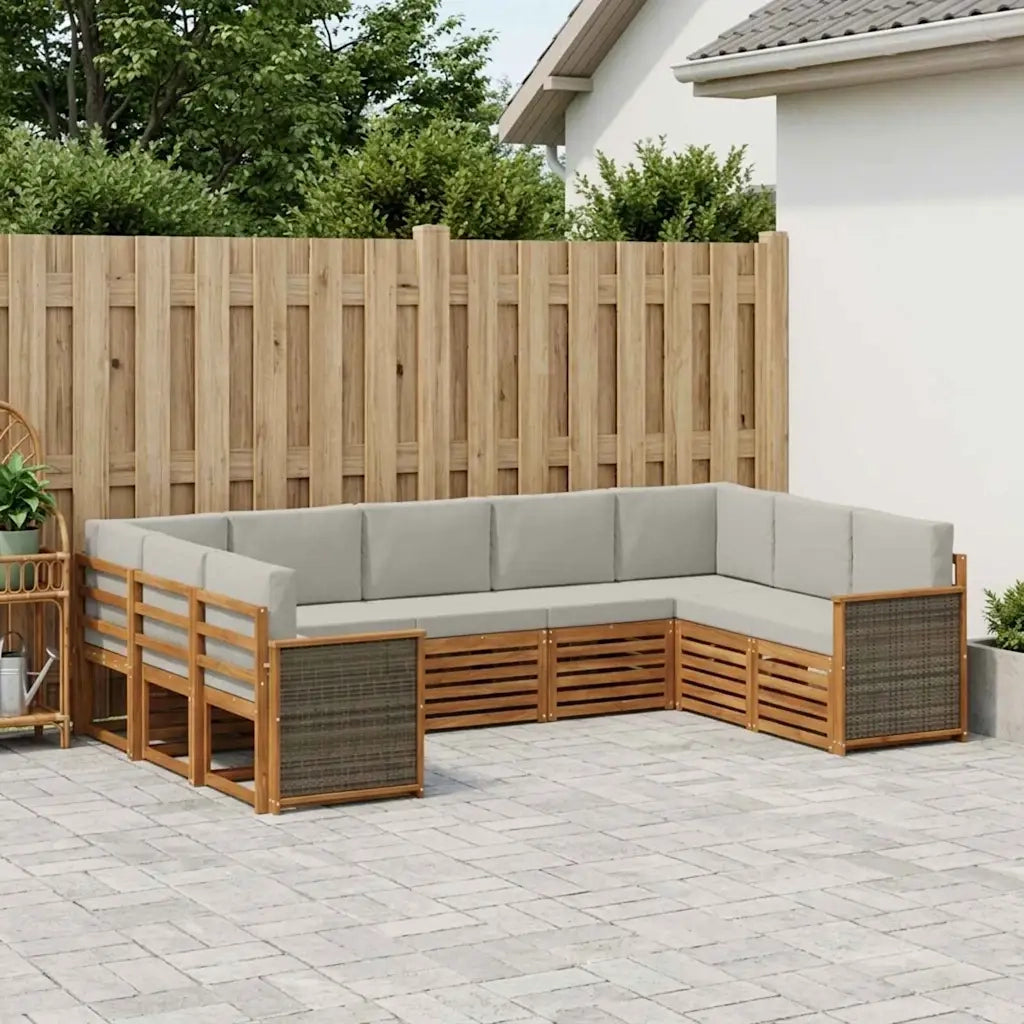 Set divano sezionale con cuscino 7 pcs Naturale e Grigio Chiaro 3384827