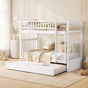 Letto a castello 90x200 cm con letto estraibile; pino e MDF; bianco