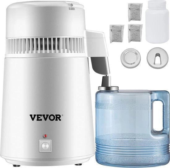 Destillatore per Acqua Purificata - Destillatore Efficiente in Acciaio Inossidabile con Reservoio in Vetro