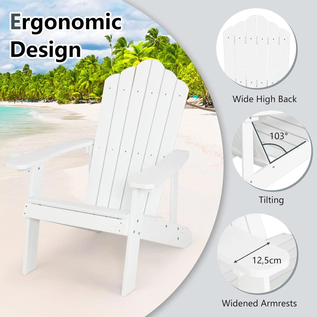 Adirondack - Poltrona grande lounge per patio con portabicchieri regolabile, sedia antincendio all'aperto, resistente alle intemperie, in legno, per copertura, giardino, 85 x 77 x 94 cm