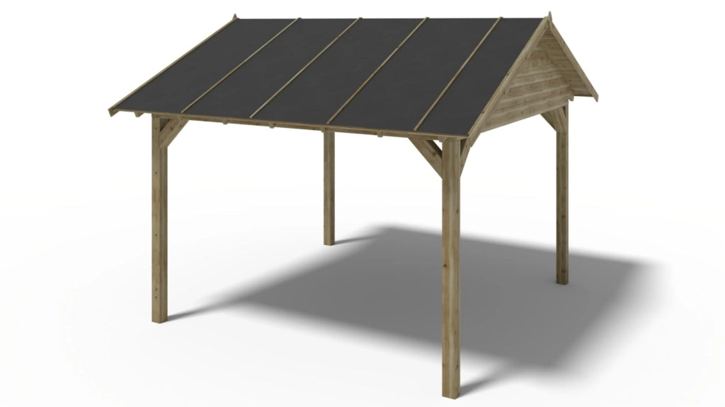 Gazebo da giardino in legno pergola 4.04x4.04 m con pannelli - Impregnata - ALT129 - ALTANKA