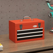 Cassetta portautensili in acciaio rosso con 3 cassetti e vano superiore 45 x 24 x 27 cm