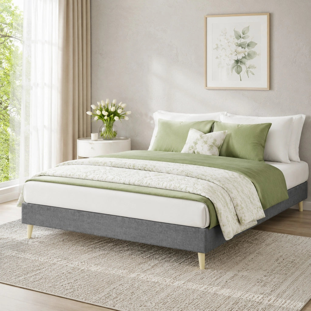 Struttura letto moderna 140x200 cm grigia, stabile e facile da assemblare
