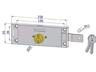 SERRATURA PER SERRANDA LATERALE CILINDRO FISSO TONDO- - DX (2275DZB4508XX2) - 2 pezzi SECUREMME