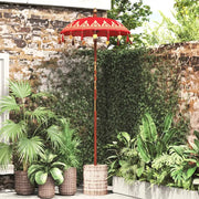 Parasol con Base Rosso, Marrone 250 cm Cotone, Legno