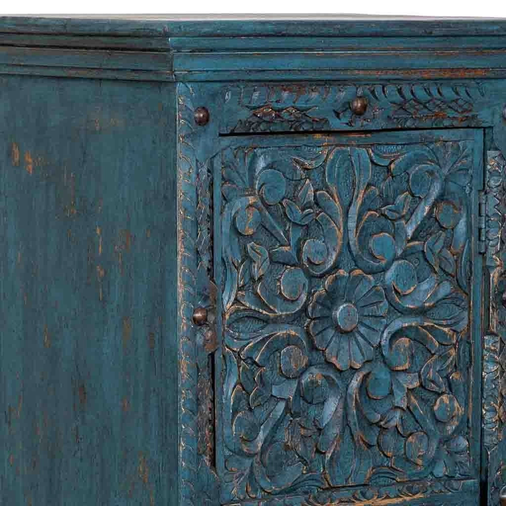 Armadio artigianale in legno blu 53x40x149h cm