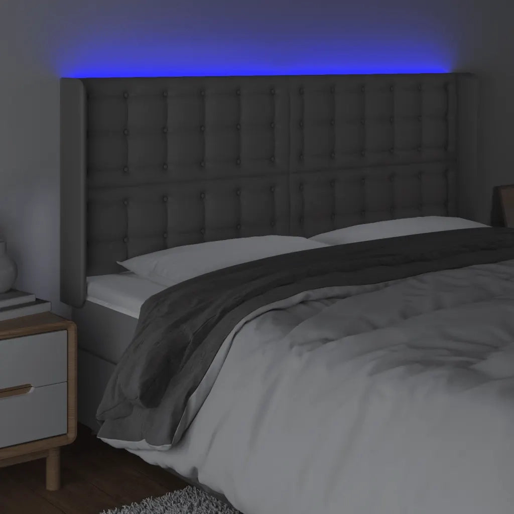 Testiera a LED Grigio 147x16x118/128cm in Similpelle