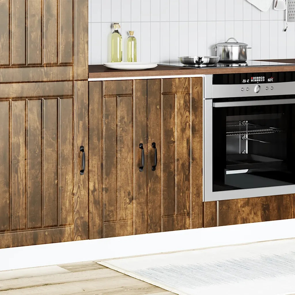 Pensile da cucina | Mobile Base Lavello Lucca Rovere Fumo in Legno Multistrato