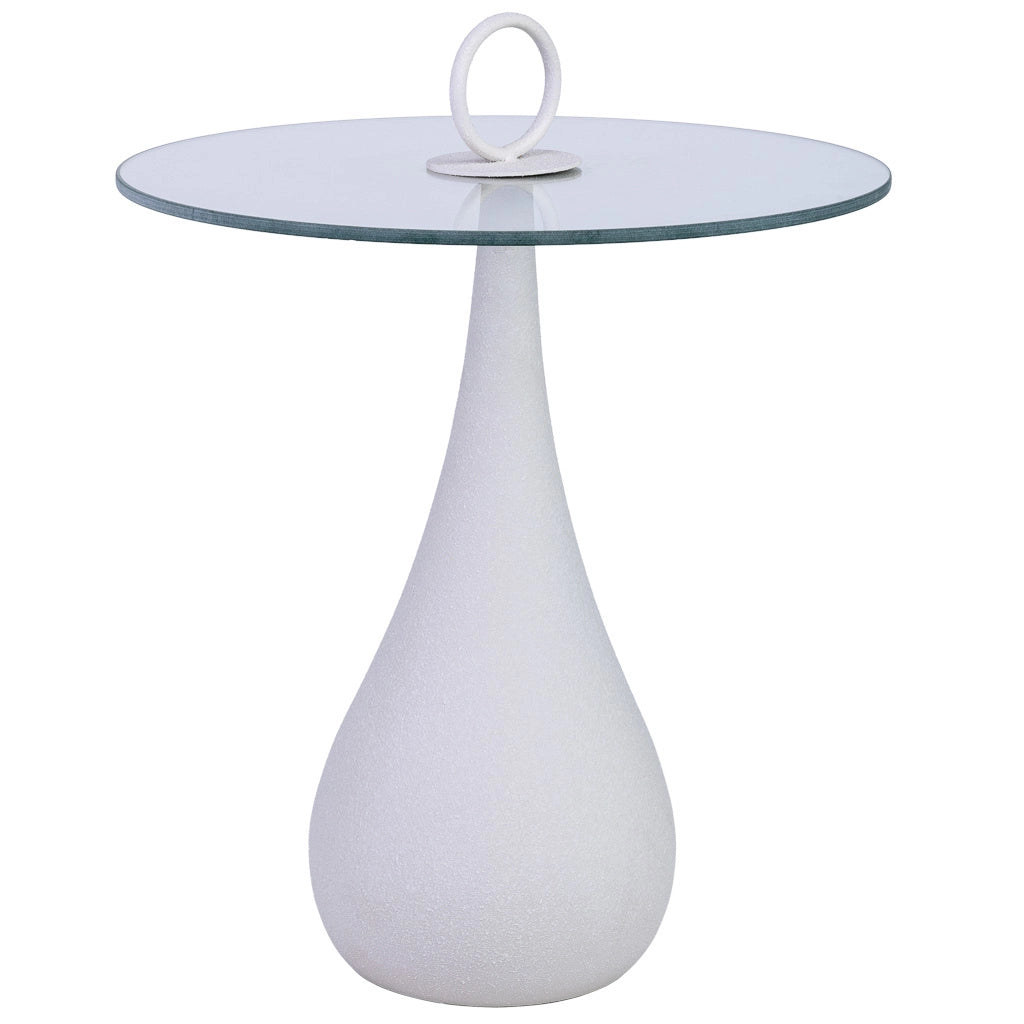 Tavolino in metallo e vetro 40x40x42,5/51h cm Bianco