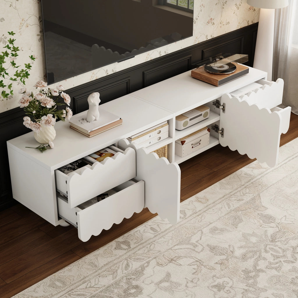 Cassettiera TV bianca in MDF e truciolare lunghezza 175 cm
