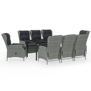Set da pranzo da giardino per esterni da 9 pezzi mobili grigio chiaro 02_0014095