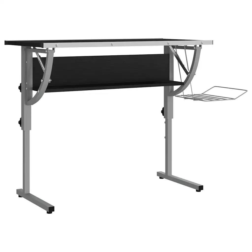 Scrivania Nera e Grigia 110x53x(58-87) cm Multistrato e Acciaiocod mxl 126201