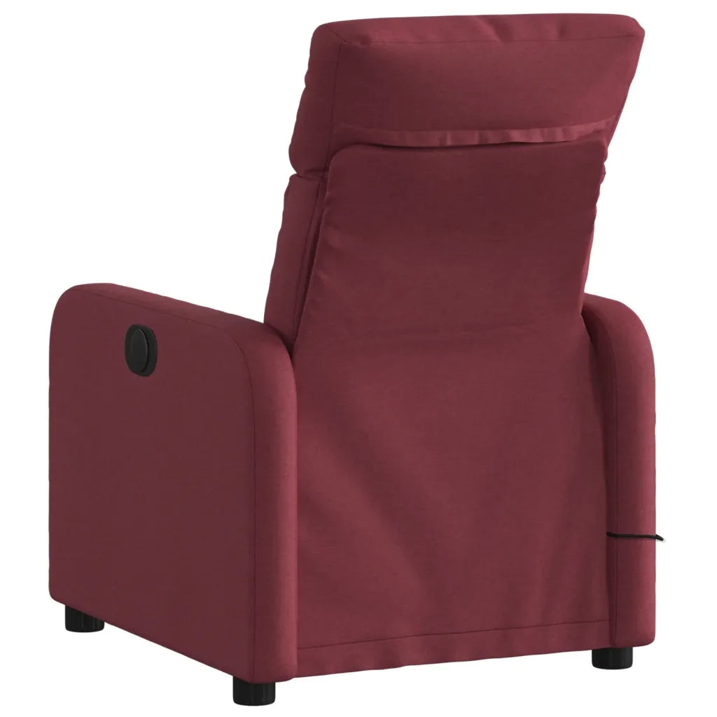 Poltrona Massaggiante Reclinabile Rosso Vino in Tessuto 374177
