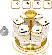 Kruidenrek a specchi rotanti con 6 contenitori per erbe - rotazione 360° - acciaio inossidabile