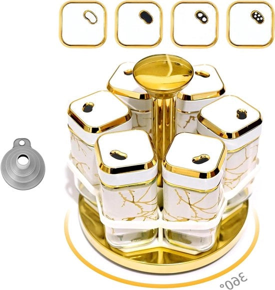 Kruidenrek a specchi rotanti con 6 contenitori per erbe - rotazione 360° - acciaio inossidabile